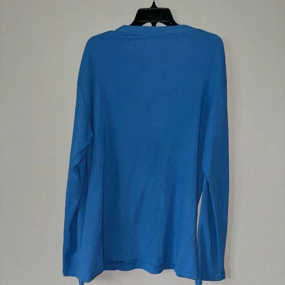 N No 7 No Nationality Blue Waffle Long Sleeve Shirt Medium - Picture 5 of 6